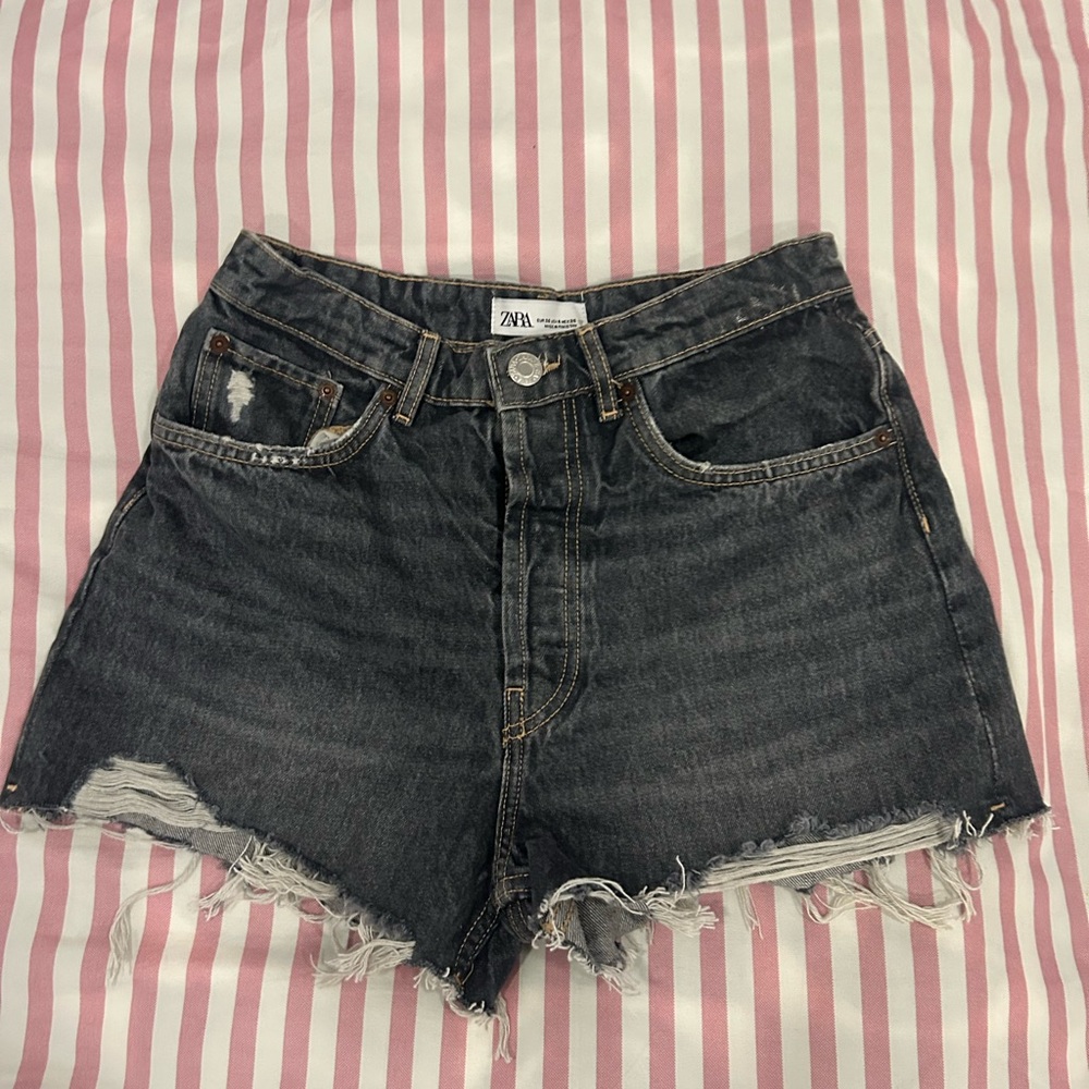 Zara Black Jean Shorts Distressed high wasted